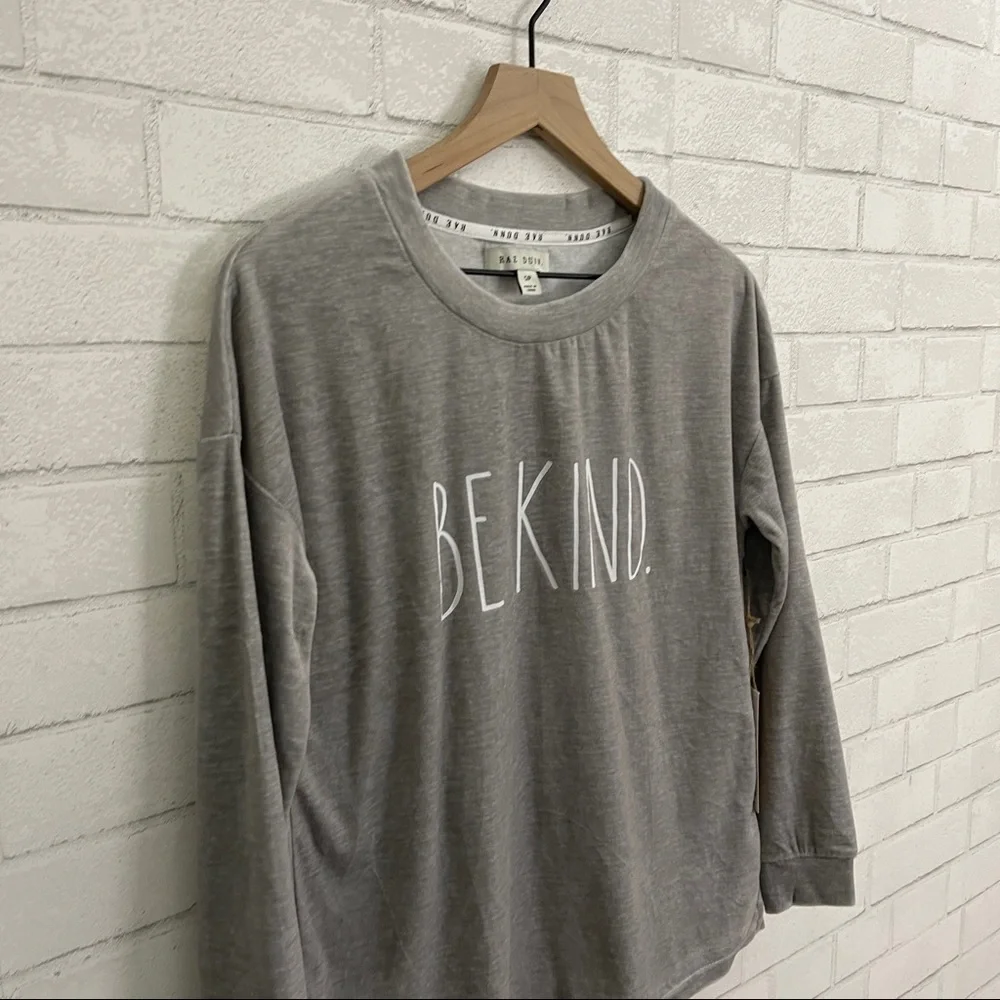 Rae Dunn “Be Kind.” Velour Long Sleeve Top - Picture 3 of 12
